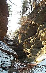 Snowy bluff at Starved Rock